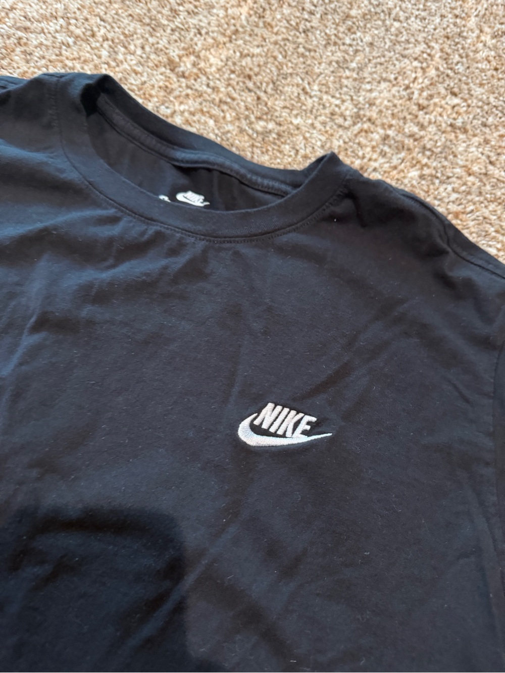 Nike Men’s Black Long Sleeve Tee with White Embroidered Logo